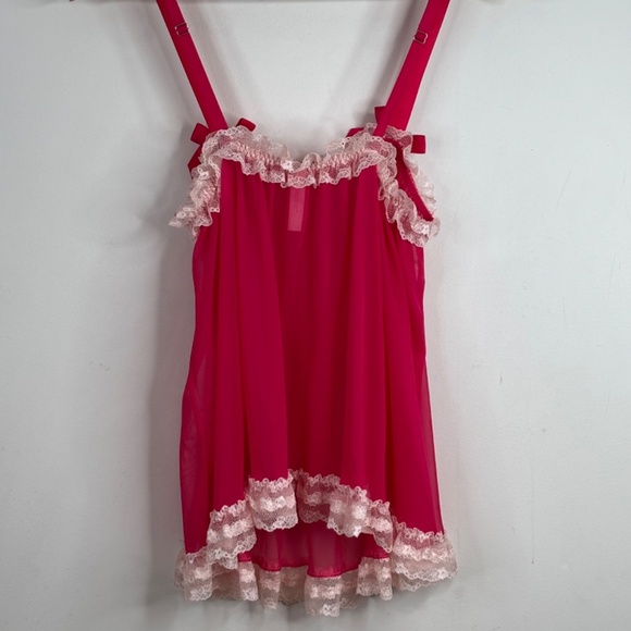 VTG Y2K Victorias Secret Sheer Lace Tank Top M Babydoll Red 90s Coquette Pin Up - Picture 4 of 9